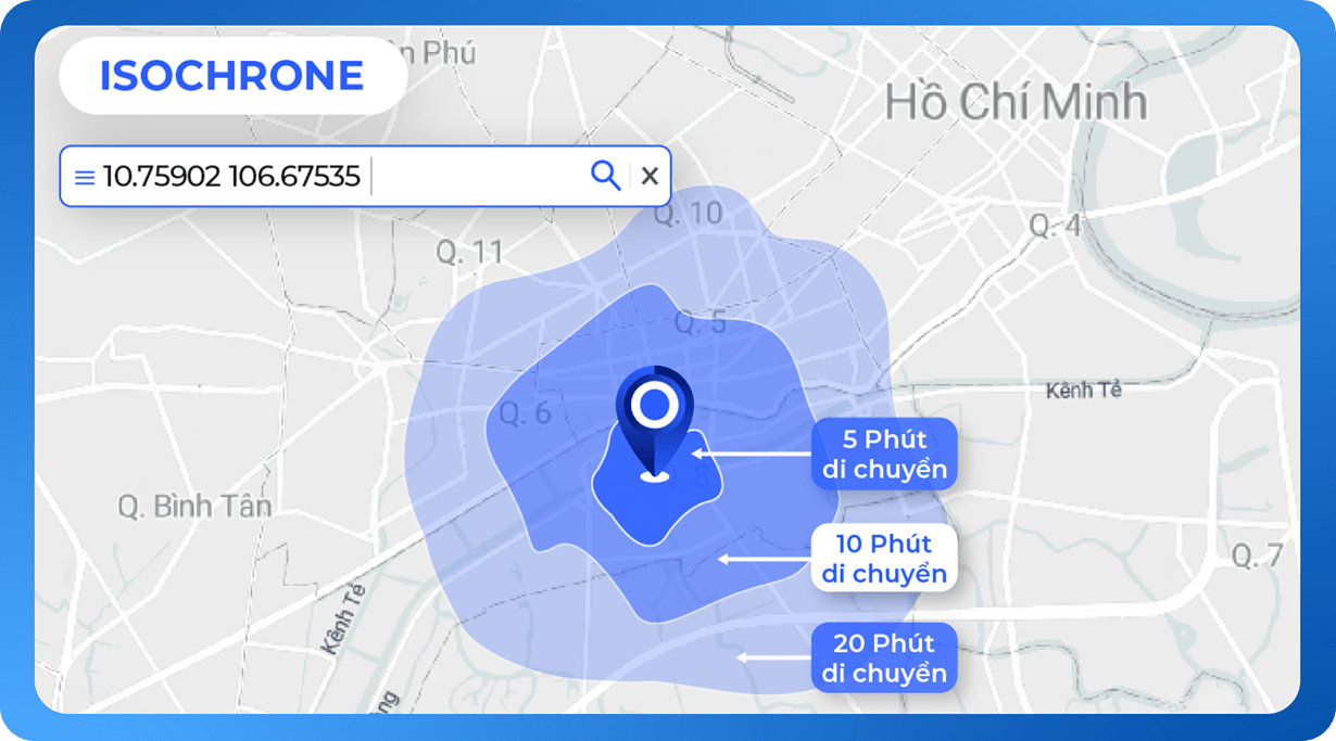 Video thao tác sử dụng VIETMAP Isochrone để tính toán vùng đẳng thời